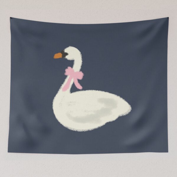 Item preview, swan with bow coquette cute whimsical twee pastel designed and sold by Kyna Arts.