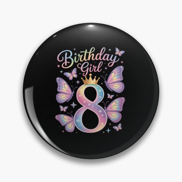 Item preview, Birthday Girl 8 Year Old Butterfly Theme Party 8th Bday Kids designed and sold by repconomArt.