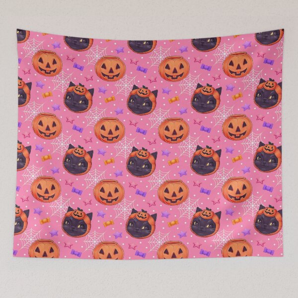 Item preview, Witchy Kitschy Kitties - Pink designed and sold by Peachtreebones Illustration.