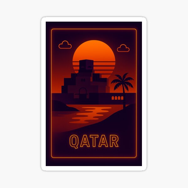 Qatar Neon Travel Sticker