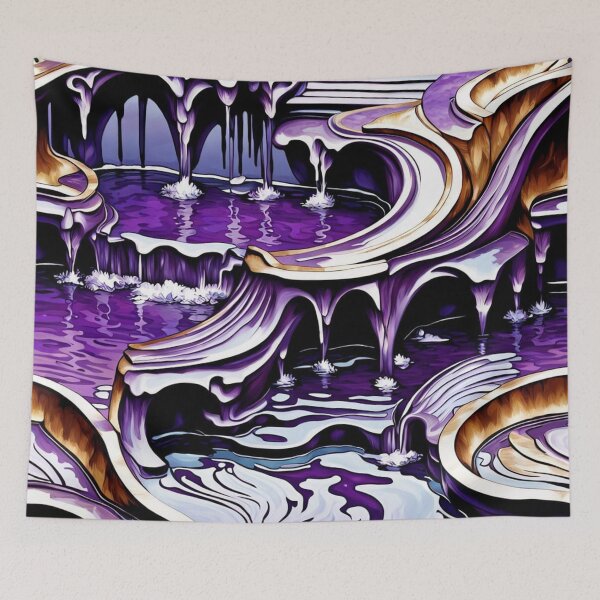 Item preview, Purple Abstract Landscape with Flowing Cascades designed and sold by FrenchRomani.