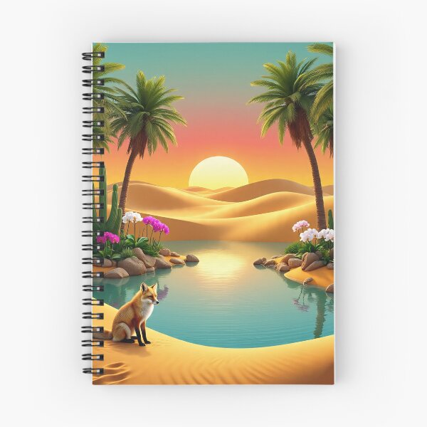 Item preview, Arte paisajístico del atardecer con zorros en el oasis del desierto designed and sold by AwesomeDigiShop.