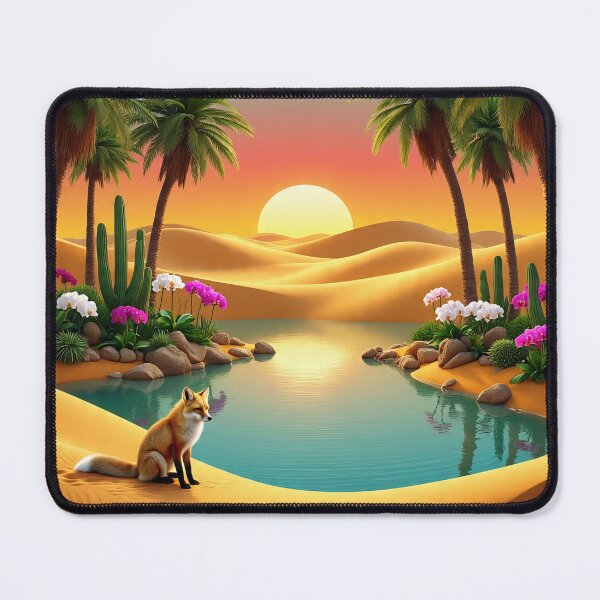 Item preview, Desert Oasis Fox Sunset Landscape Art designed and sold by AwesomeDigiShop.