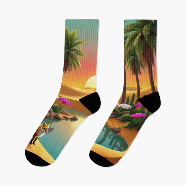 Item preview, Desert Oasis Fox Sunset Landscape Art designed and sold by AwesomeDigiShop.