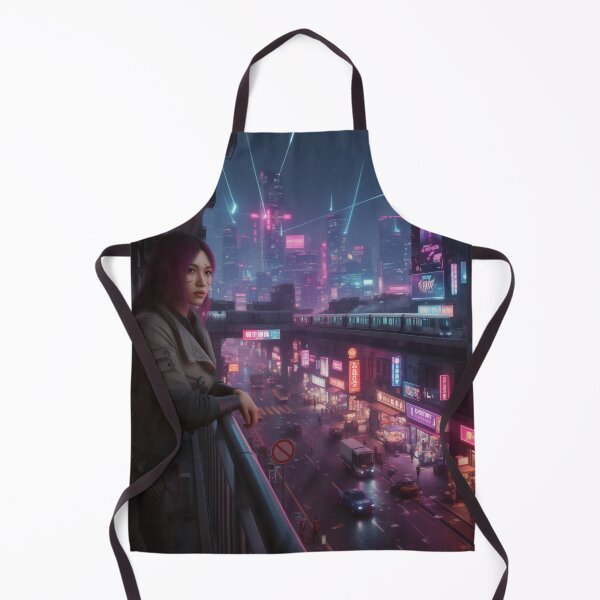 Item preview, Cyberpunk Night City, busy road designed and sold by aykiradesigns.