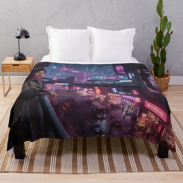 Item preview, Cyberpunk Night City, busy road designed and sold by aykiradesigns.