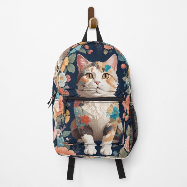 Item preview, Floral Calico Cat Illustration with Vintage Flowers designed and sold by KiraChie.