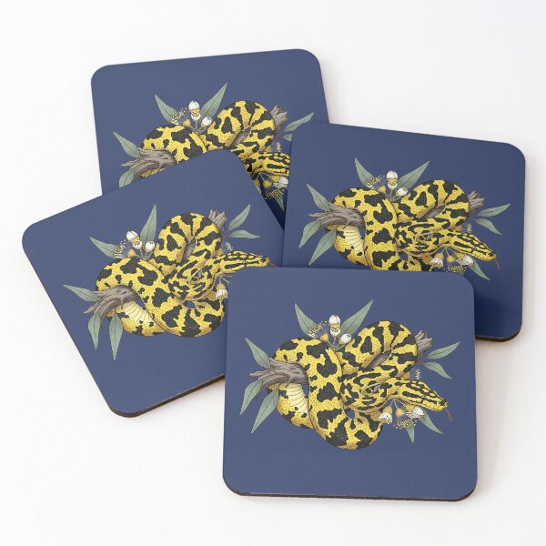Item preview, Yellow Carpet Python with Eucalyptus Blossoms designed and sold by BirdsnStuff.