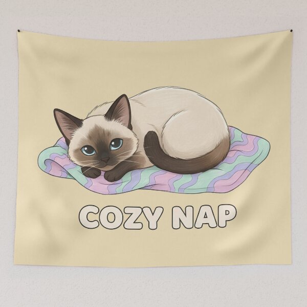Item preview, Cozy Nap Siamese Cat - Minimalist Pastel Kitty - Aesthetic Pet Sticker designed and sold by cozy corner co. .
