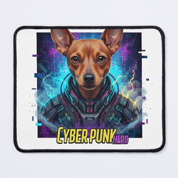 Item preview, Cyberpunk Dog Hero Neon Portrait designed and sold by MAX820.