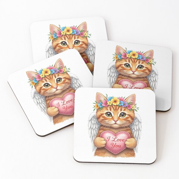 Item preview, Valentine Cat Heart Design Cute Angel Kitten designed and sold by OlakunleOloroz.