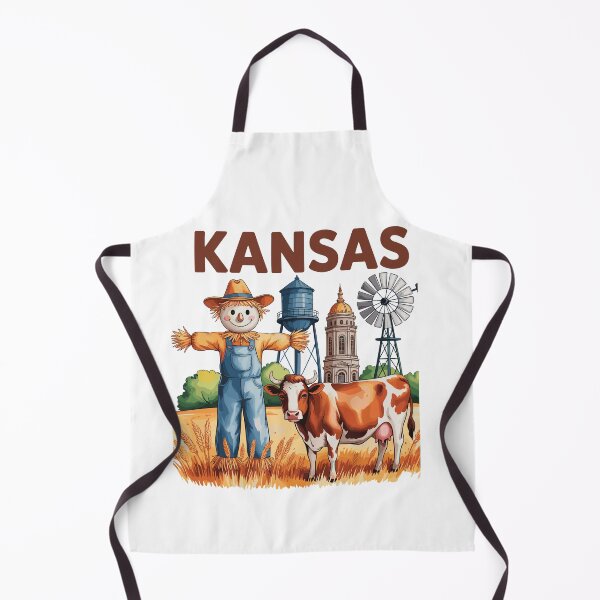 Item preview, Kansas Illustration T-Shirt – Country Cow Windmill Art designed and sold by GreatLion1017.