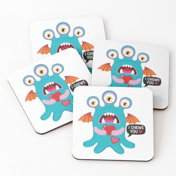 Item preview, I Chews You Funny Monster Valentine Sticker - Cute Blue Alien Love Heart designed and sold by ZyxDes.