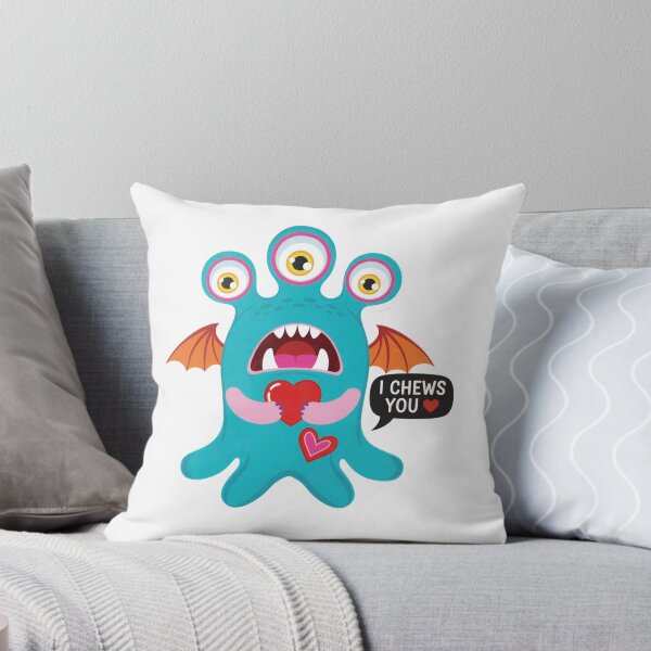 Item preview, I Chews You Funny Monster Valentine Sticker - Cute Blue Alien Love Heart designed and sold by ZyxDes.