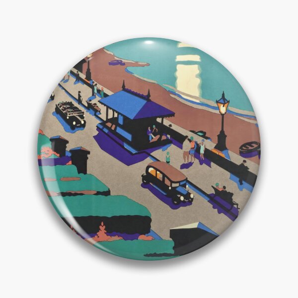 Item preview, Vintage Exmouth Travel Poster | Art Deco Style | Southern Railway | Seaside Promenade & Moonlit Views | 20th Century designed and sold by artofuniverse.