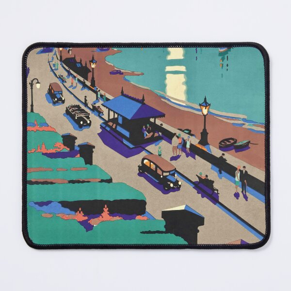 Item preview, Vintage Exmouth Travel Poster | Art Deco Style | Southern Railway | Seaside Promenade & Moonlit Views | 20th Century designed and sold by artofuniverse.