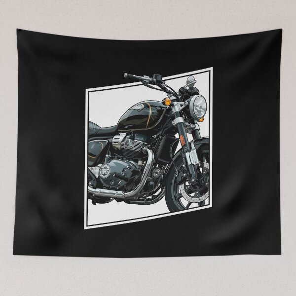 Item preview, Royal Enfield Meteor 650 Black – Black Edition Vector Motorcycle Art designed and sold by enzoade.