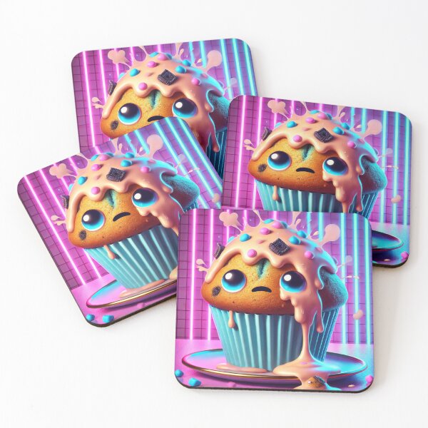 Item preview, Sad Cupcake Meltdown – Neon Drip Dessert Aesthetic (Cute Depressed Muffin) designed and sold by ComedyInkFactor.