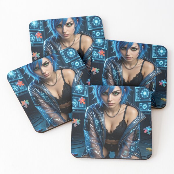 Item preview, Cipher Bluehair Jacket Tech Puzzles itsonlylogical designed and sold by CathryneDelamort.