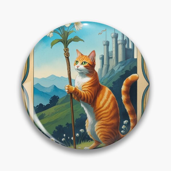 Item preview, Ace of Wands Cat Tarot Card Vintage Art designed and sold by PictorialWhimsy.
