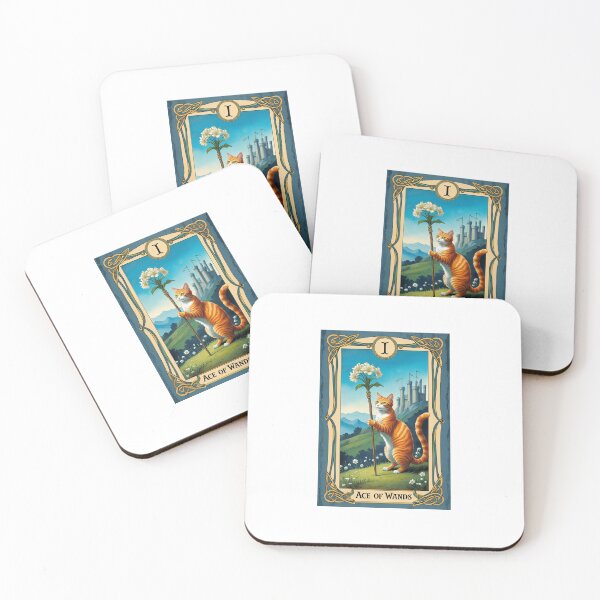 Item preview, Ace of Wands Cat Tarot Card Vintage Art designed and sold by PictorialWhimsy.