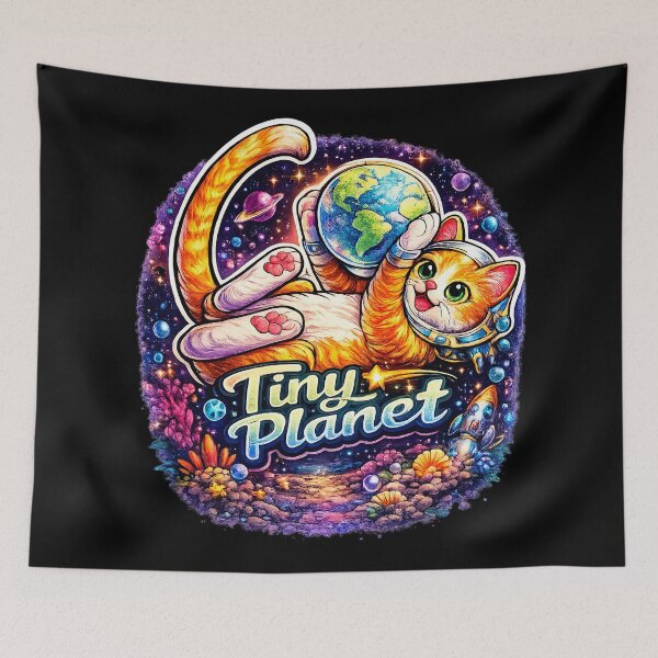 Item preview, Astronaut Cat Hugging Earth – Tiny Planet designed and sold by Dominik1994.