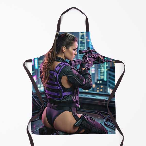 Item preview, Cyberpunk Sniper on Neon Rooftop designed and sold by CathryneDelamort.
