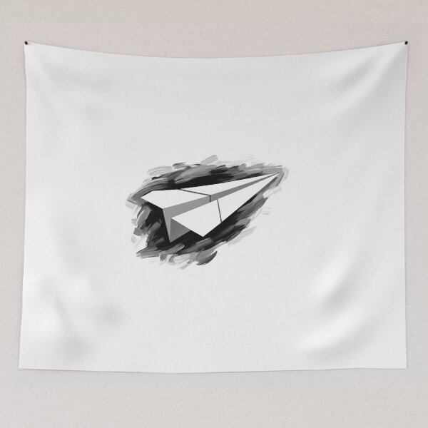 Item preview, Geometric Black White Paper Airplane Brushstroke Art designed and sold by INNER WINNER YOU.