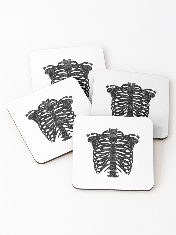Thumbnail 1 of 5, Coasters (Set of 4), Geometric Low Poly Ribcage designed and sold by BotivaGB.