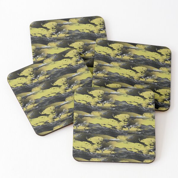Item preview, Black and Yellow Marble Landscape Abstract Pattern designed and sold by Artistestella.