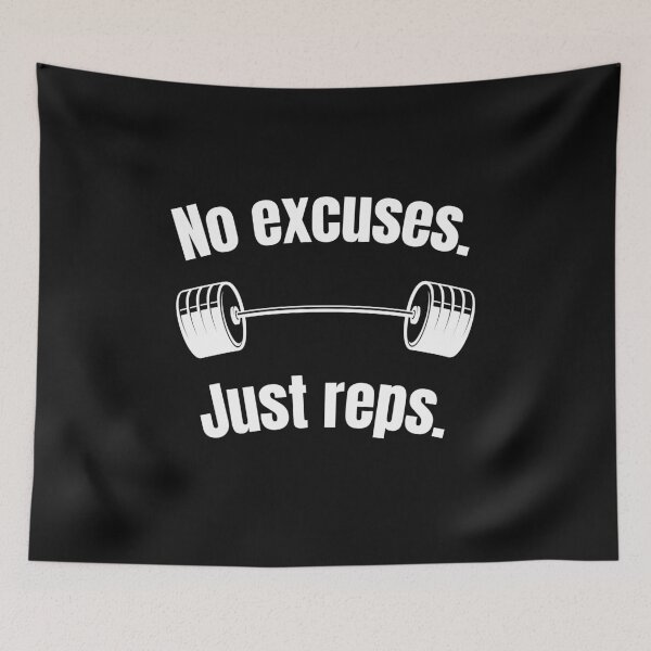 Item preview, No excuses. Just reps. Gym Fitness Motivation Quote designed and sold by TeeArtWorld.