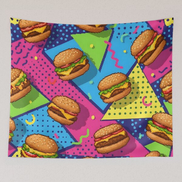 Item preview, Pixel Art Retro Burger Junk Food Pattern designed and sold by Brendan Arthur Ring.