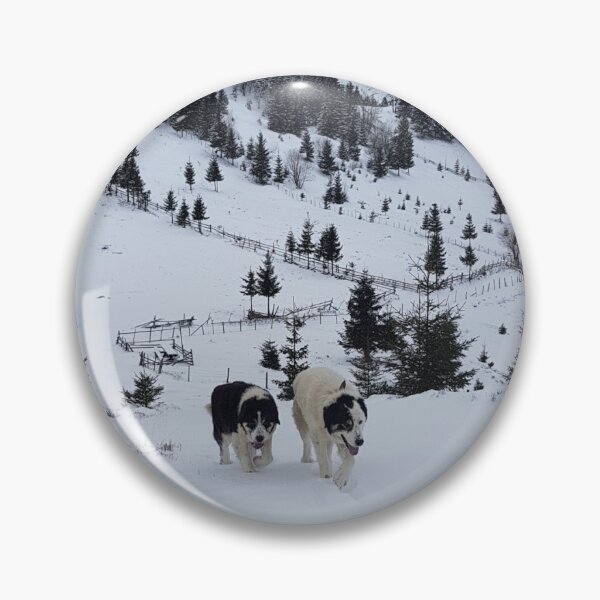 Item preview, Winter Mountain Landscape with Shepherd Dogs in Snow designed and sold by MihaliART.