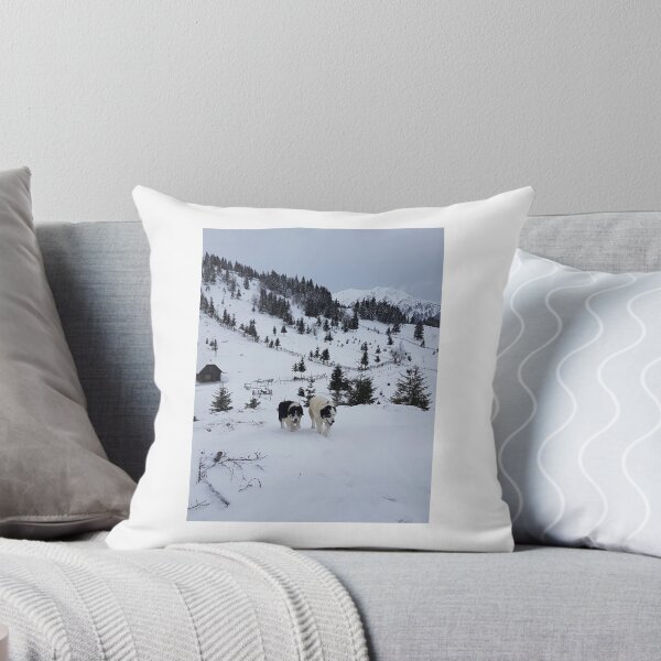 Item preview, Winter Mountain Landscape with Shepherd Dogs in Snow designed and sold by MihaliART.
