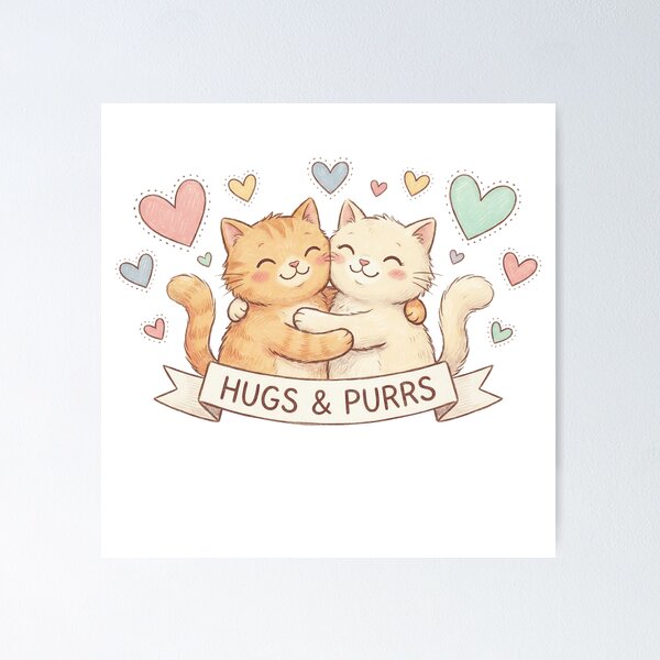 Item preview, Hugs and Purrs – Cute Cat Couple Embracing | Perfect Valentine’s Day Gift designed and sold by cr6zym1nd.