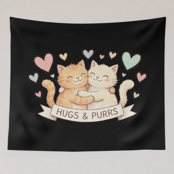 Item preview, Hugs and Purrs – Cute Cat Couple Embracing | Perfect Valentine’s Day Gift designed and sold by cr6zym1nd.