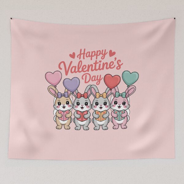 Item preview, Cute Valentine Bunnies – Happy Valentine’s Day designed and sold by Nimkaew.