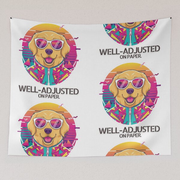 Item preview, Well Adjusted on Paper. Golden Retriever. Retro 90s. designed and sold by Everything Golden Co..