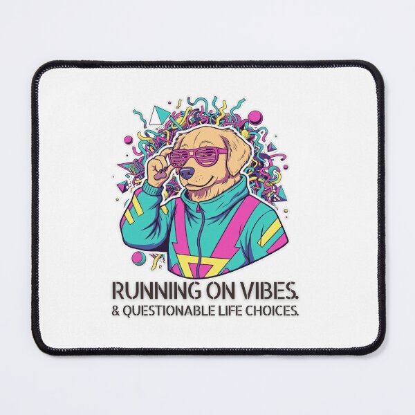 Item preview, Running on Vibes & Questionable Life Choices. Golden Retriever. Retro 90s. designed and sold by Everything Golden Co..