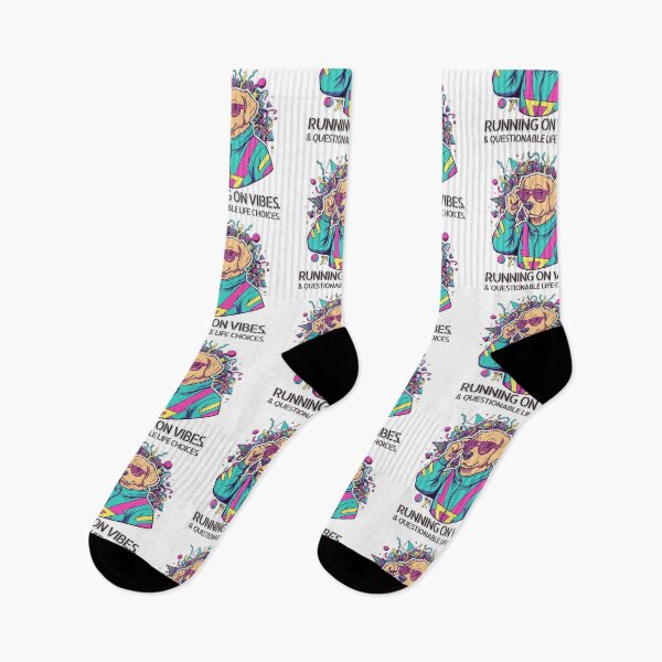 Item preview, Running on Vibes & Questionable Life Choices. Golden Retriever. Retro 90s. designed and sold by Everything Golden Co..