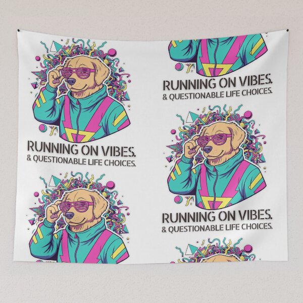 Item preview, Running on Vibes & Questionable Life Choices. Golden Retriever. Retro 90s. designed and sold by Everything Golden Co..