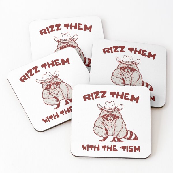 Item preview, Rizz Em With The Tism Raccoon - Funny Autism Awareness Meme designed and sold by JossDesign15.