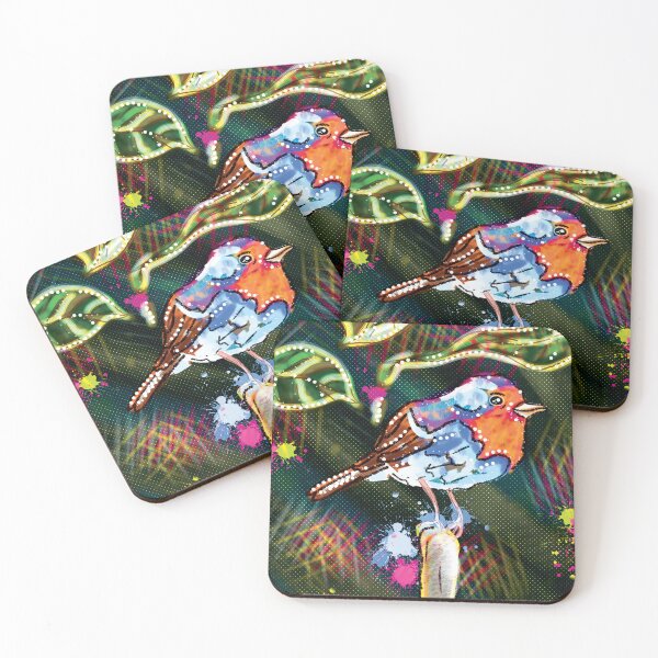 Item preview, Abstract illustration of colorful bird among floral theme designed and sold by Dilyana Rumenova - Shantabella.