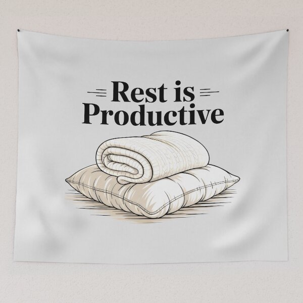 Item preview, Rest Is Productive Motivational Quote Cozy Pillow and Blanket Art designed and sold by SplashTastic.