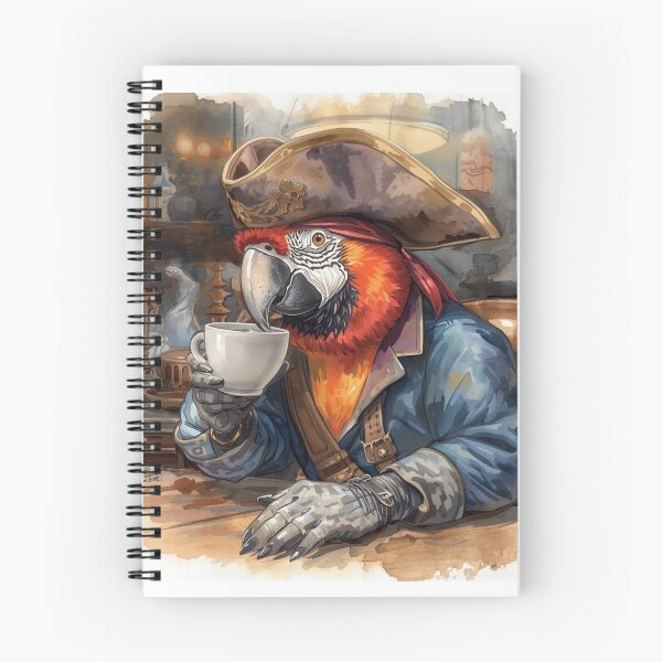 Aperçu de l'œuvre Perroquet pirate buvant du café créée et vendue par KengurAna.
