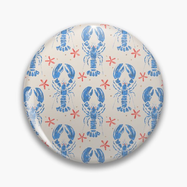 Item preview, Vintage Blue Lobster & Red Starfish Pattern. Nautical Block Print Ocean Art designed and sold by SIR13.