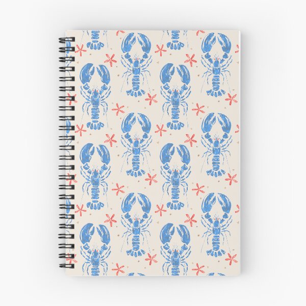 Item preview, Vintage Blue Lobster & Red Starfish Pattern. Nautical Block Print Ocean Art designed and sold by SIR13.