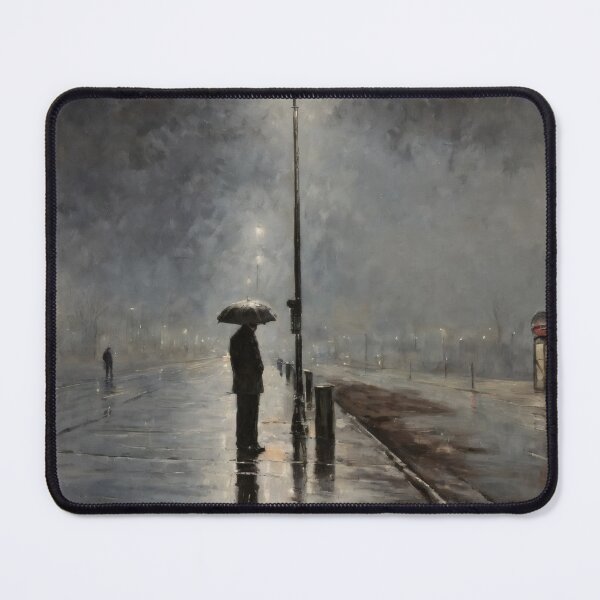 Item preview, Rainy Night City Walk – Person with Umbrella Impressionism Art designed and sold by Visualynx.