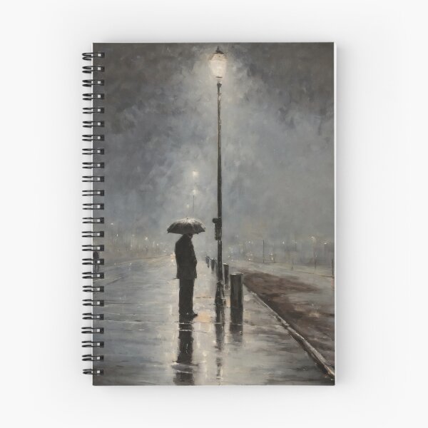 Item preview, Rainy Night City Walk – Person with Umbrella Impressionism Art designed and sold by Visualynx.