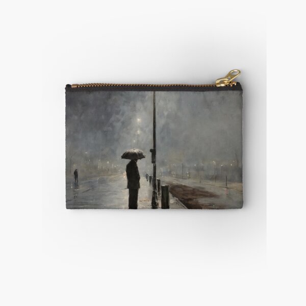 Item preview, Rainy Night City Walk – Person with Umbrella Impressionism Art designed and sold by Visualynx.
